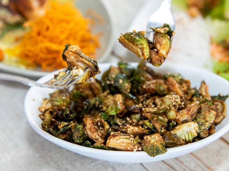 Brussel sprouts with spicy sweet  sour sauce