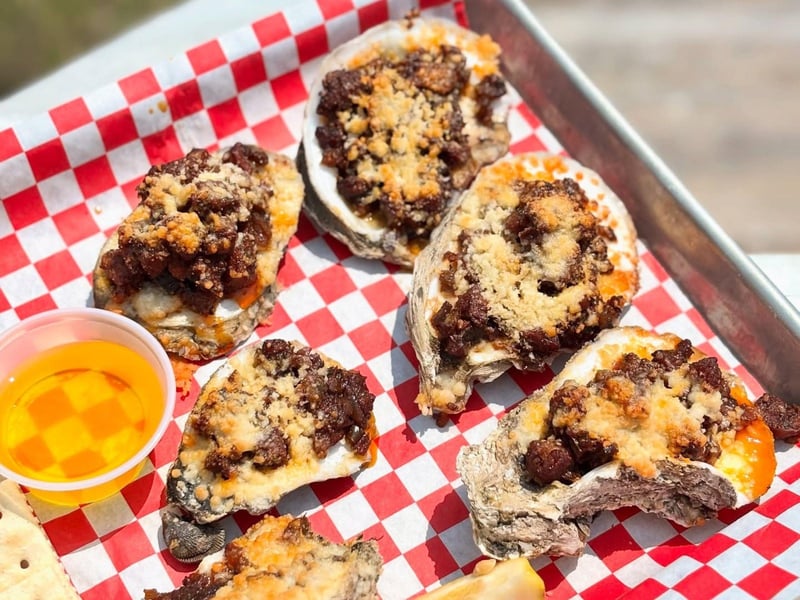 Baked oysters at The Shrimp Shack and Boardwalk Bar on Highway 30A