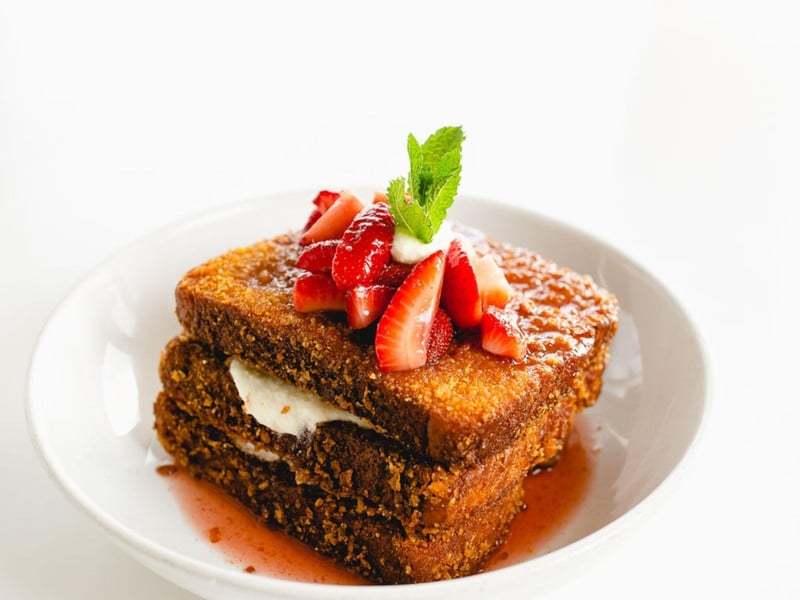 Stuffed French toast with Challah bread and sweet lemon ricotta