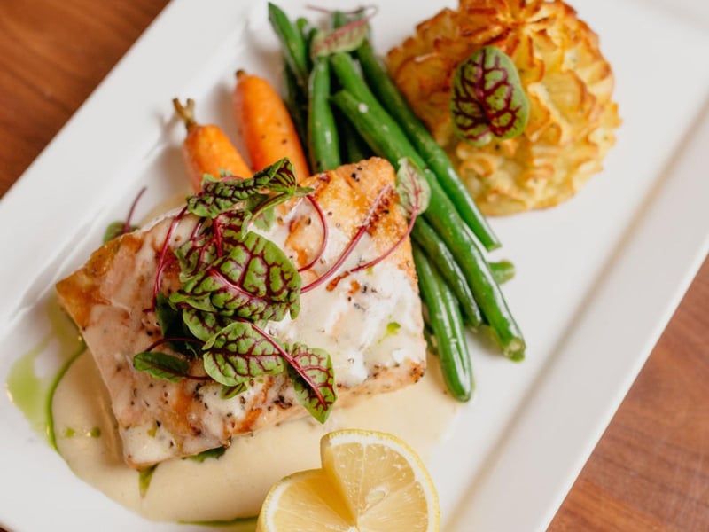 Seared Salmon at the Vue on 30A in Santa Rosa Beach, Florida