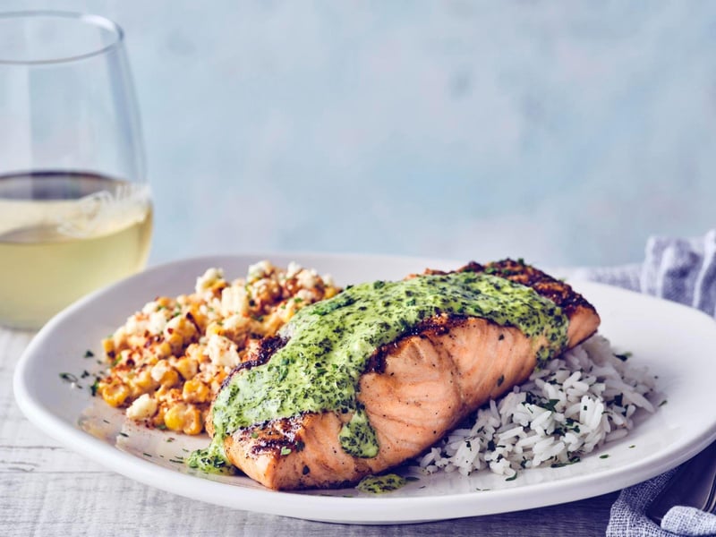 Salmon with rice and the seasonal vegetable