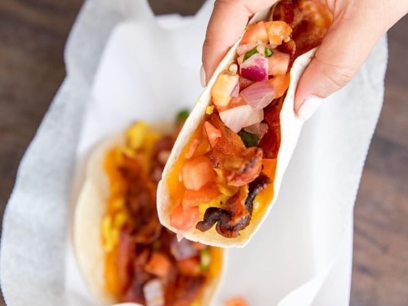 Breakfast tacos from Camilles at Crystal Beach