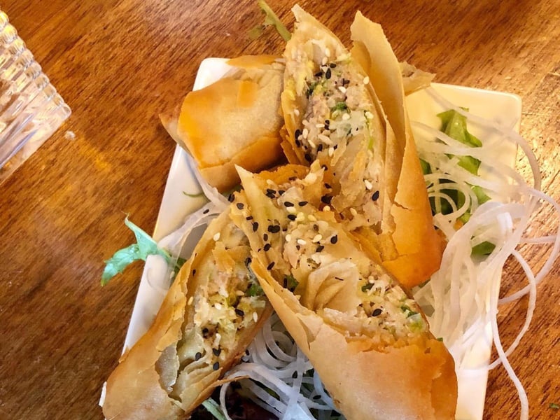 Duck confit spring rolls