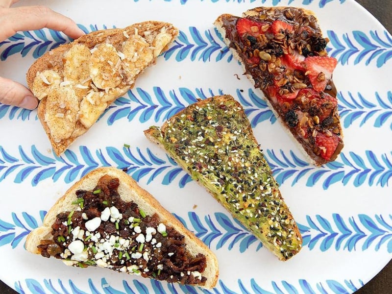 A variety of breakfast toasts from the cafe