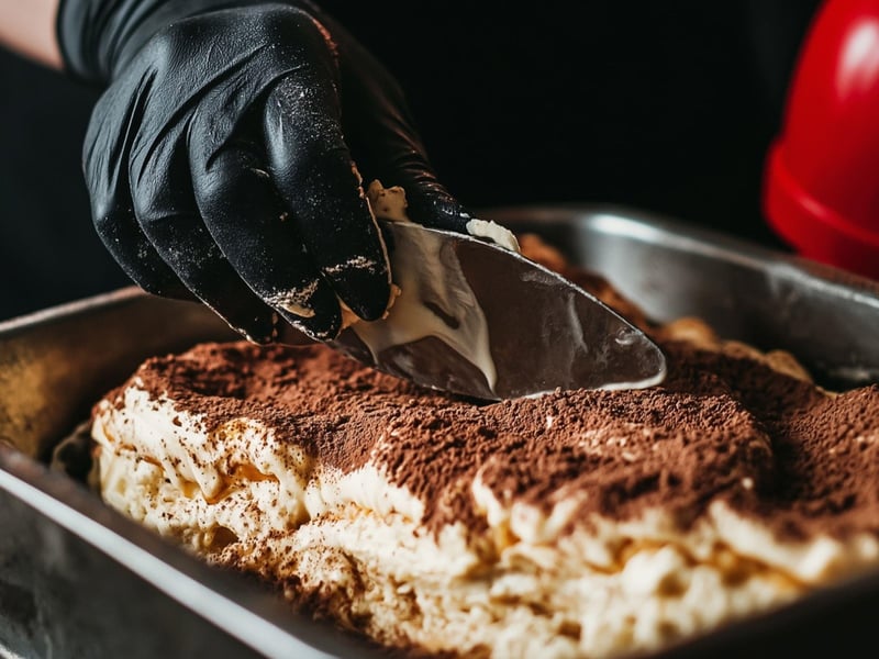 Freshly made Tiramisu at Commelfo in Destin, Florida