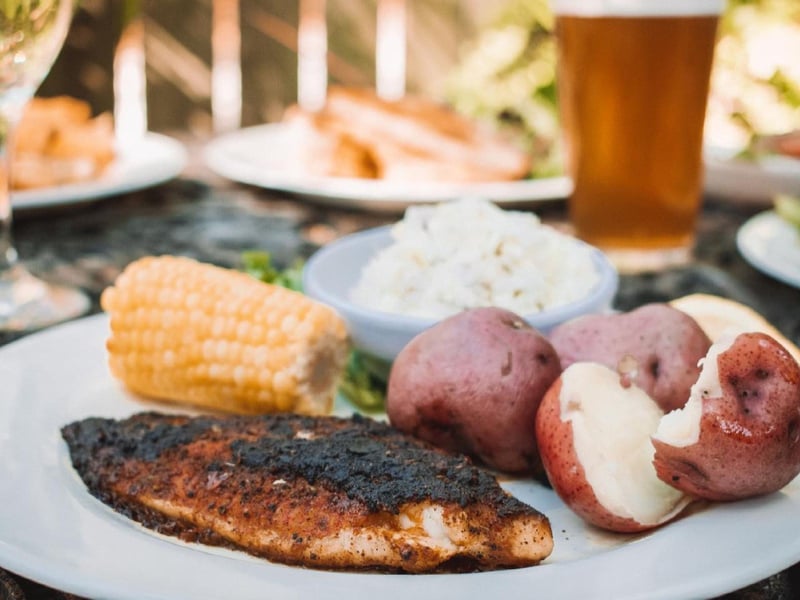Grilled fish at Dewey Destins Harborside Restaurant