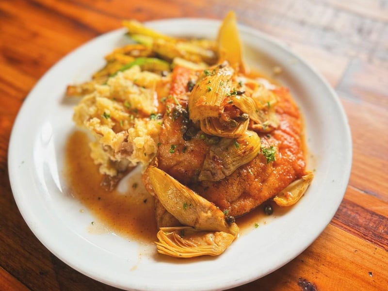 Sauteed red snapper with artichoke hearts