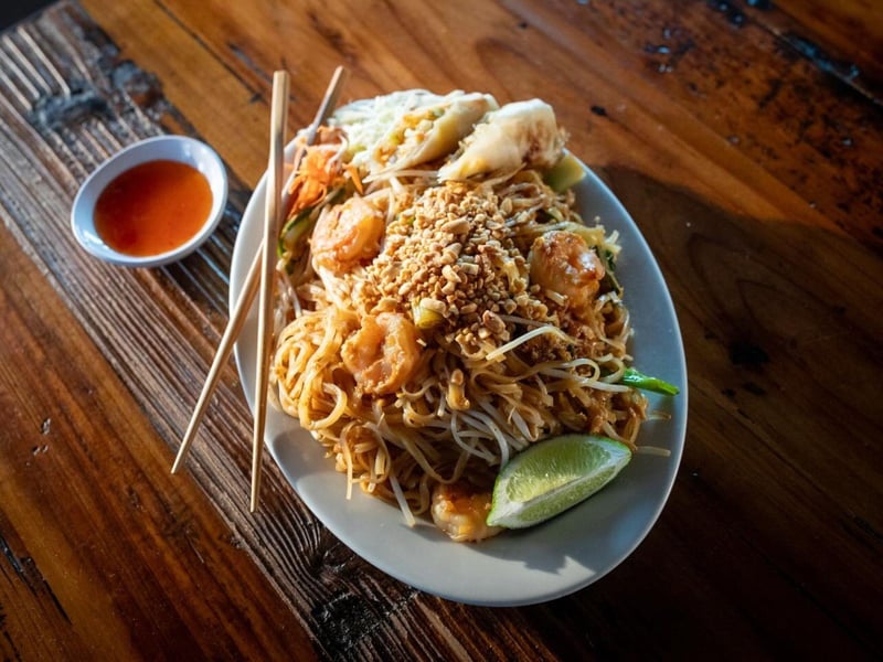 Pad Thai with shrimp at Harbor Docks
