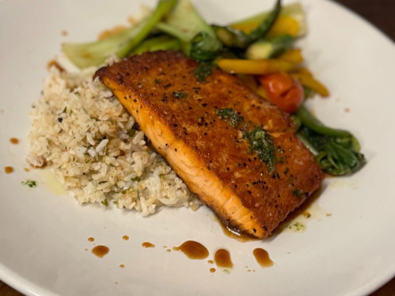 Panseared teriyaki salmon
