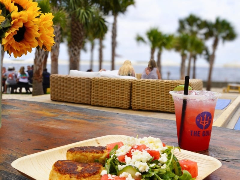 Crab cakes with watermelon salad