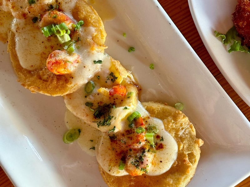 Fried green tomatoes with a lemon beurre blanc