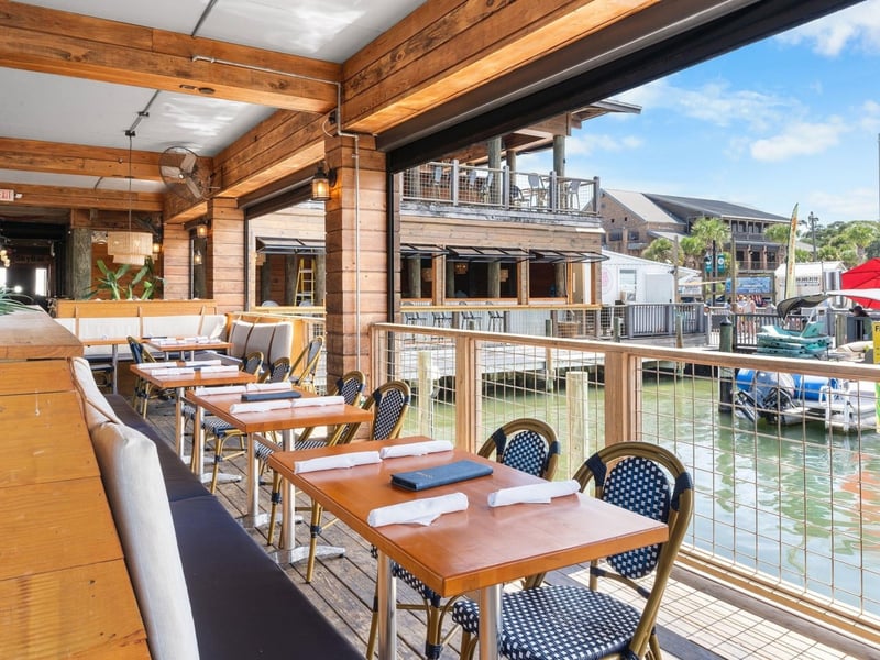 The waterfront dining at The Edge Seafood Restaurant and Sky Bar