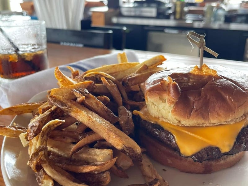 A cheeseburger from The Edge Seafood Restaurant