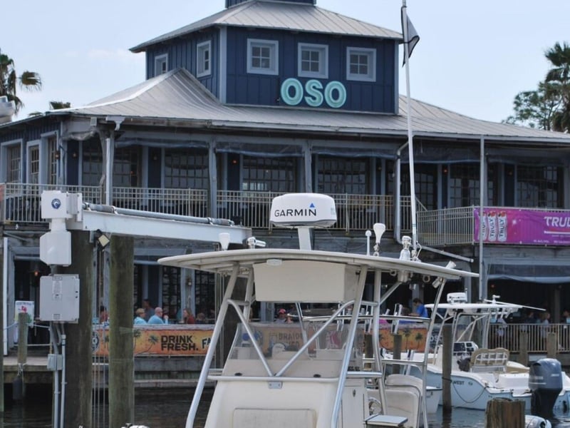 Boats on the dock at Bear Point Marina