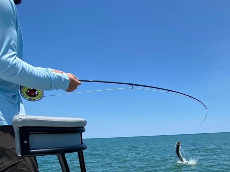 A client fishing with Robinson Brothers Guide Service in Apalachicola, Florida