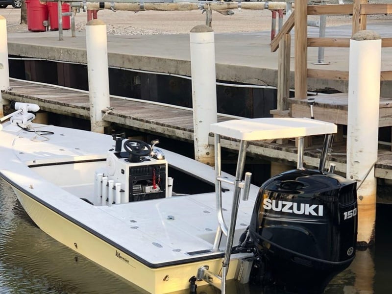 A boat at the dock in Apalachicola, Florida