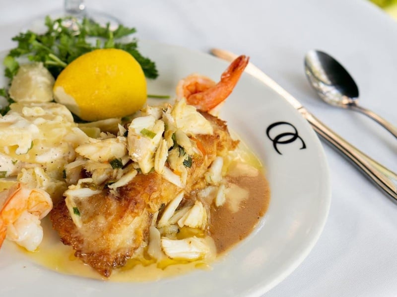 A seafood dish at Ocean Club Restaurant in Destin, Florida