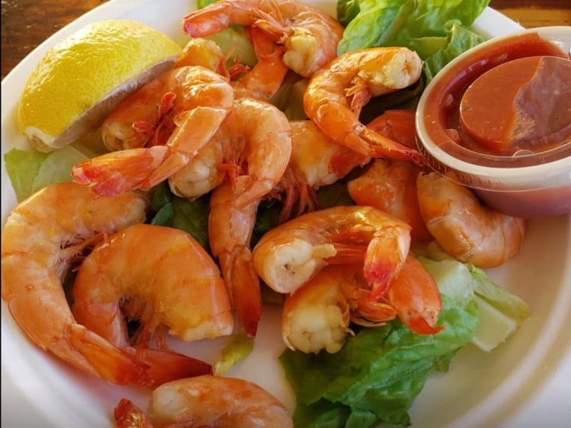 Peel and eat shrimp with cocktail sauce