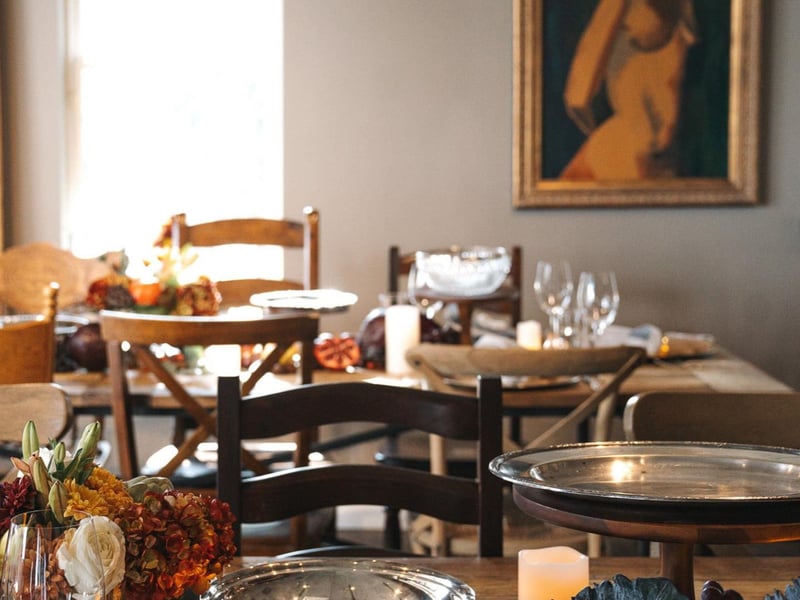 Community tables at Roux on 30a in Santa Rosa Beach, Florida