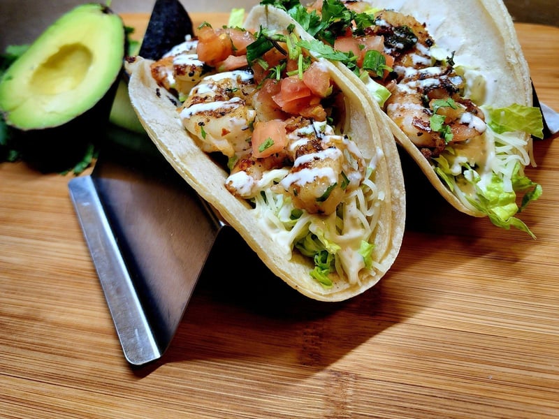 Shrimp tacos from Catus Flower Cafe in Navarre Beach, Florida