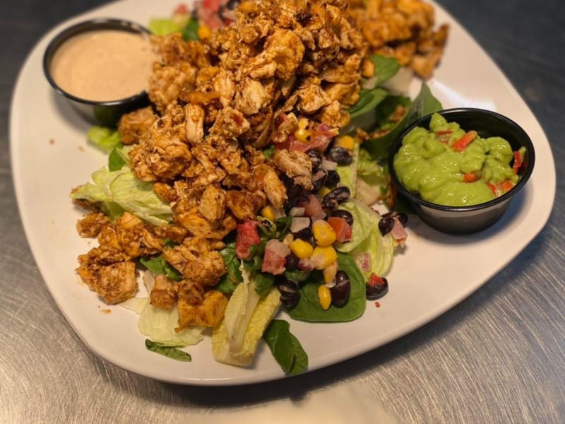 The fried chicken sandwich at Juanas Pagodas and Sailors Grill
