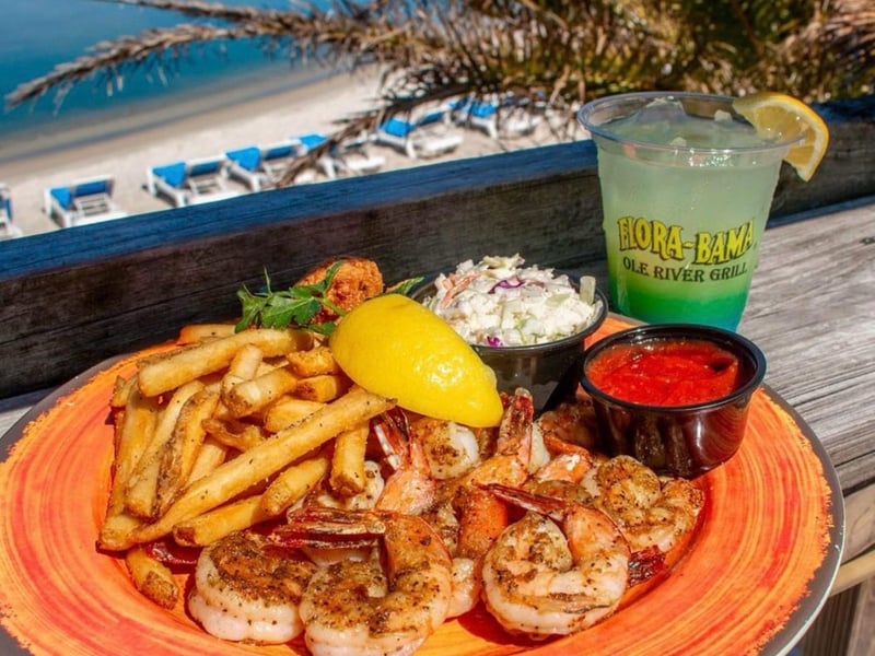 Blackened shrimp and french fries