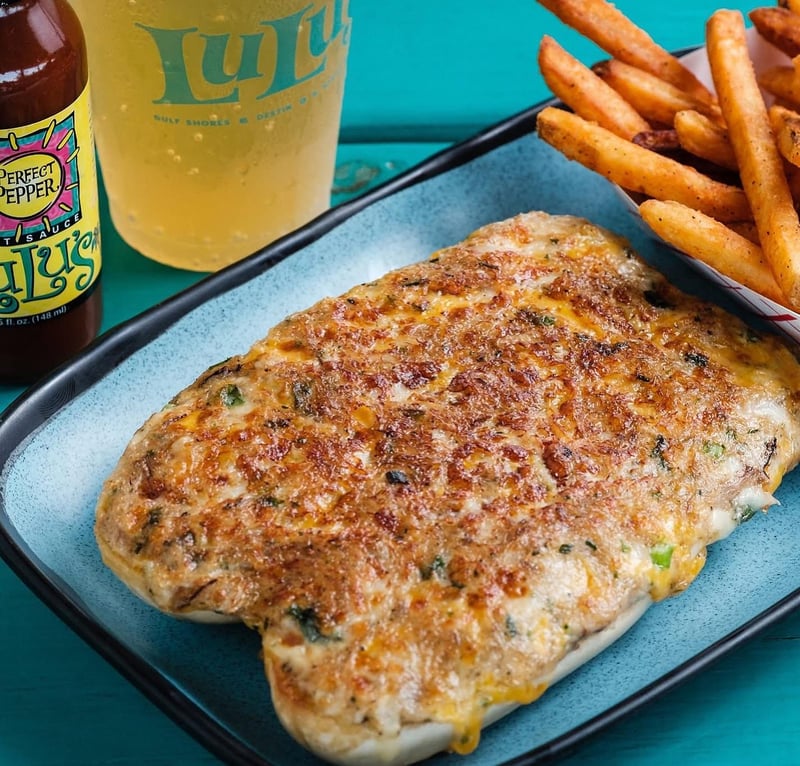 The crab melt with sweet potato fries