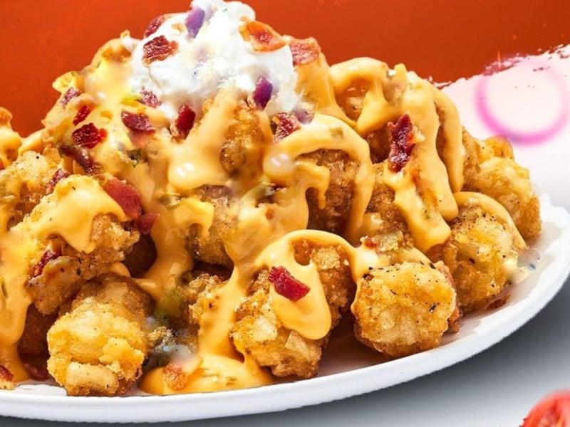 Loaded tots with cheese bacon and sour cream