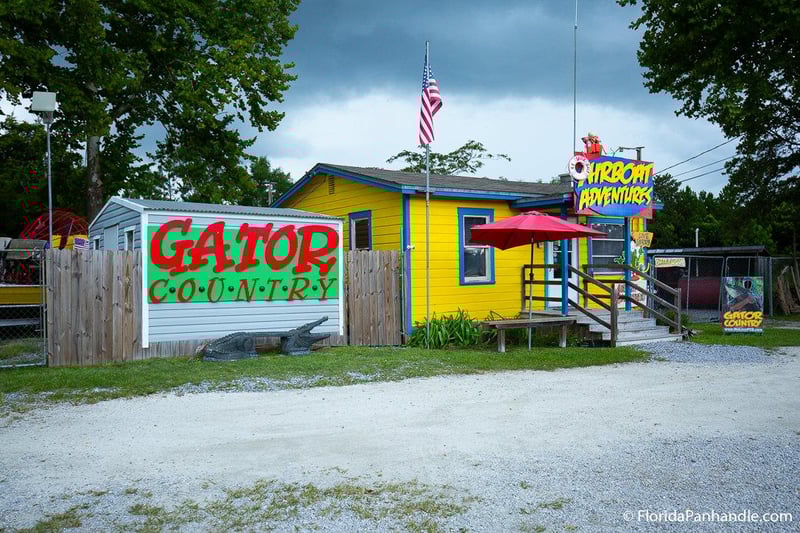 Gator Country entrance building at Airboat Adventures in Panama City Beach