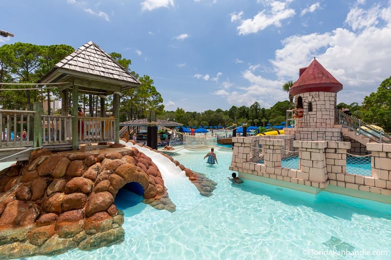 Kids splash and play in themed water playground at Shipwreck Island Waterpark
