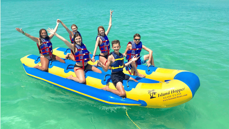 Familyfriendly fun on an inflatable banana boat adventure
