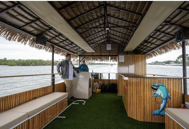 Sunset tiki boat tour along the Naples shoreline
