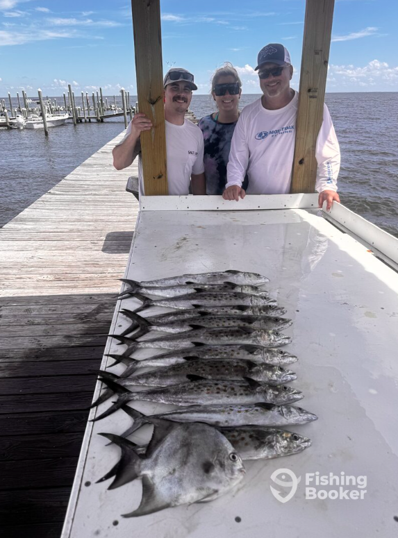 Catches include Cobia, Gag Grouper, Jack Crevalle, King Mackerel, Sheepshead, Mangrove Snapper, Red Snapper, Spadefish, and Gray Triggerfish