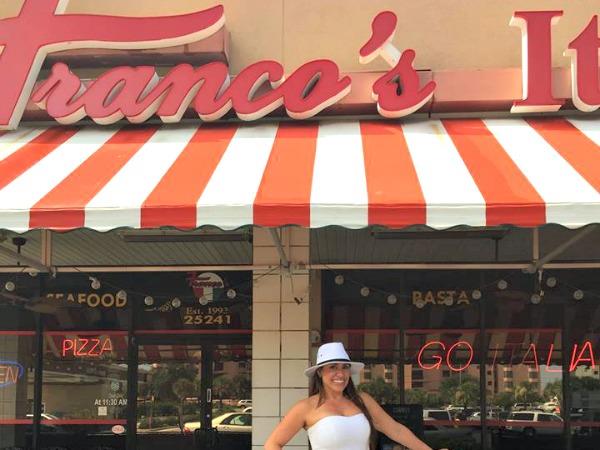 Exterior of Francos Italian restaurant in Orange Beach, AL