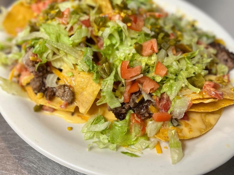 The loaded nachos with beef