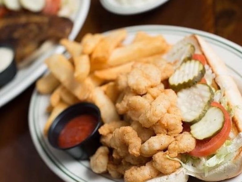 The shrim poboy with fries