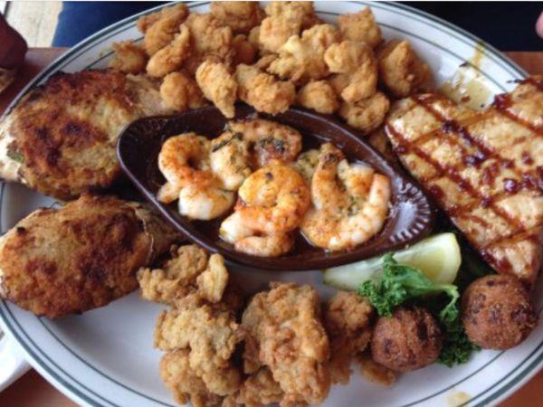 Try their fabulous fried seafood platter