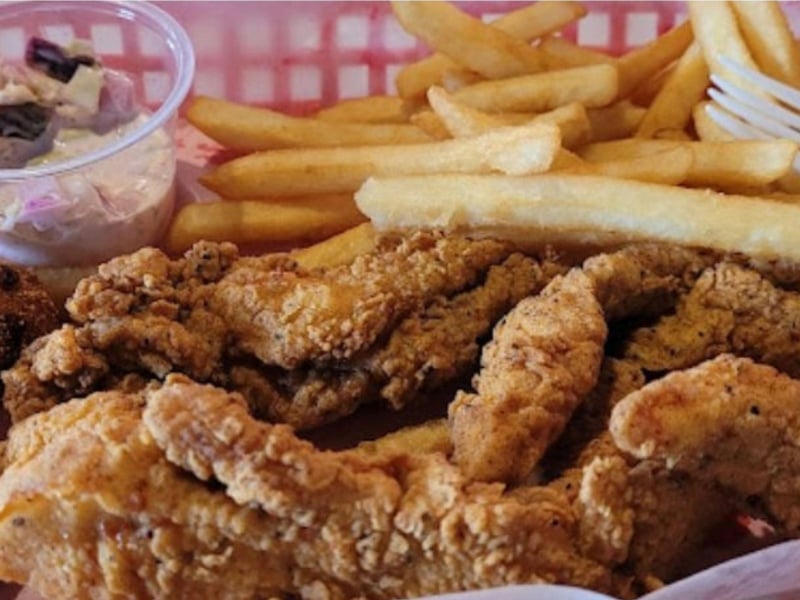 Fried grouper with hushpuppies