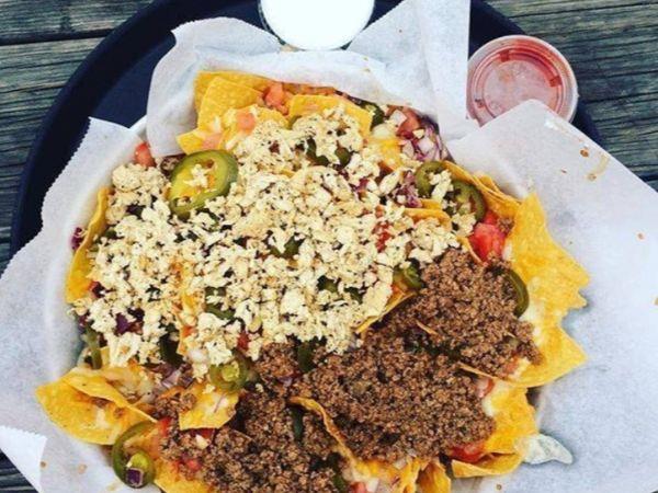 Seafood and beef nachos are fabulous