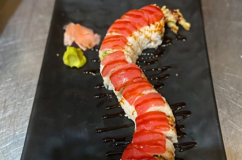 A sushi roll from Bayou Bills in Santa Rosa Beach, Florida