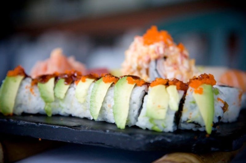 A sushi roll from Basmatis