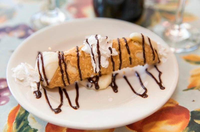 A cannoli at Angelinas Pizzeria and Pasta