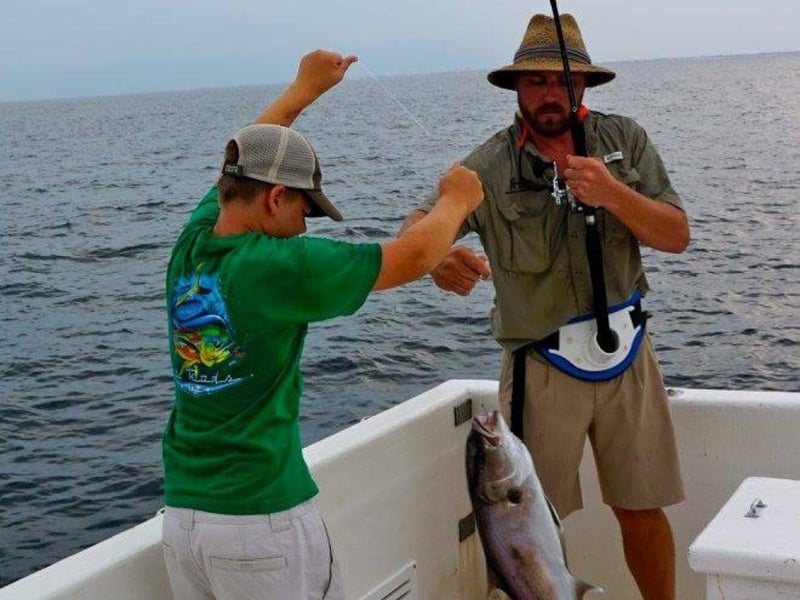 A pair fishing on board AlLin off the coast of Destin