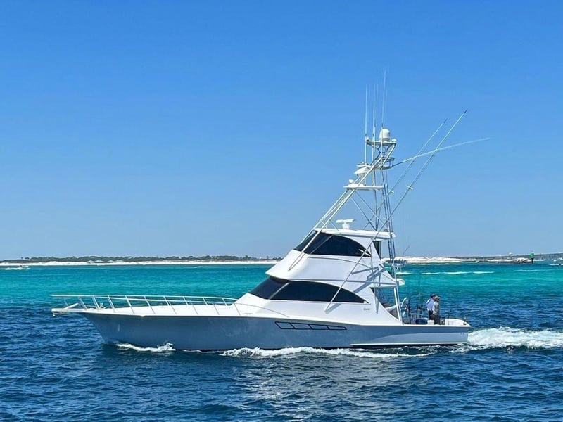 The Backlash fishing charter boat on the water off the coast of Destin, Florida