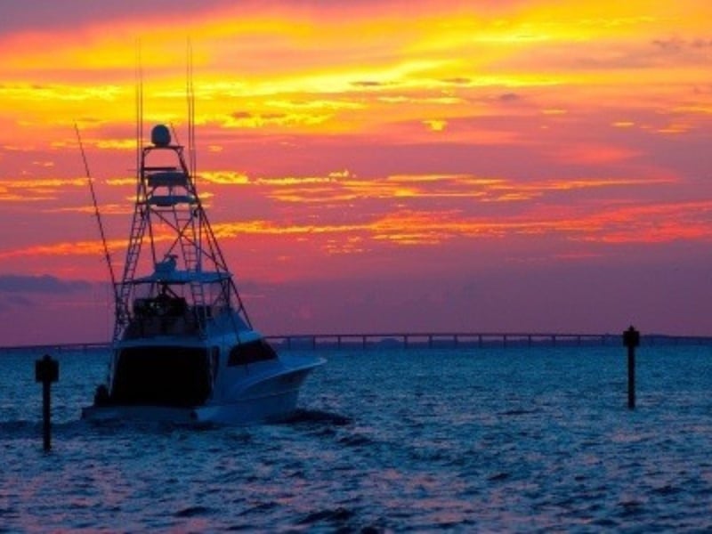 First Light on the water at sunset