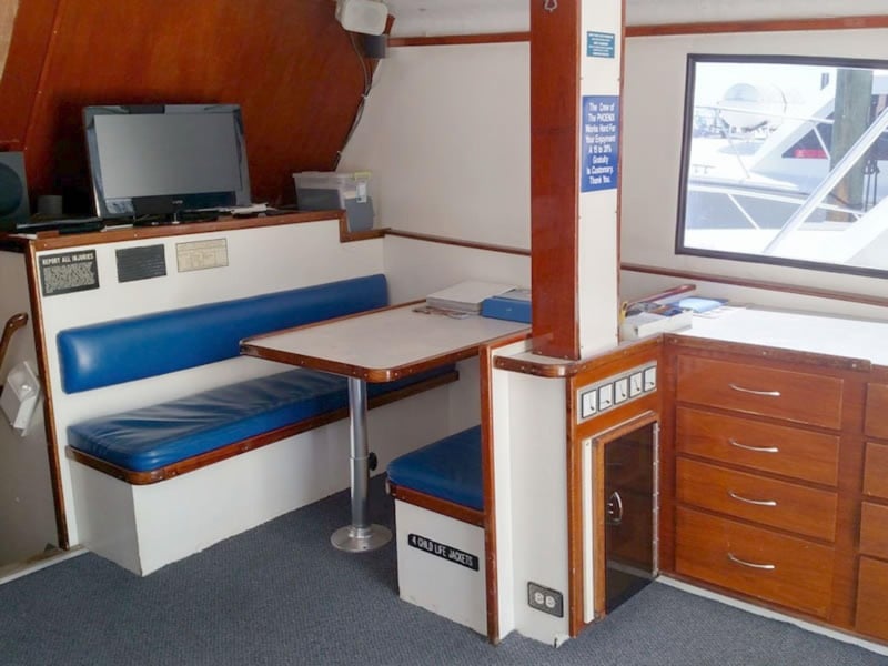 The air conditioned interior of Charter Boat Phoenix
