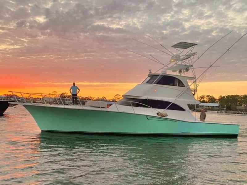 Eagle Express Charters on the water at sunset in Orange Beach, Alabama
