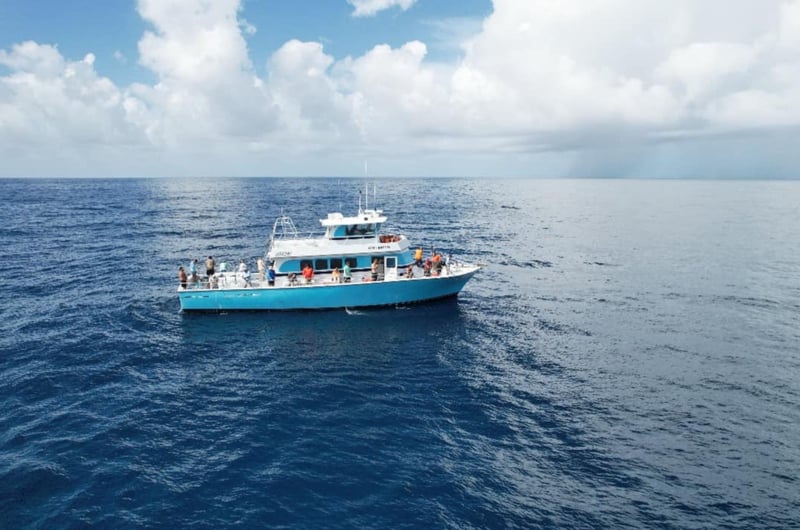 One of the Olin Marler Charter Fishing Service fishing boats on the water