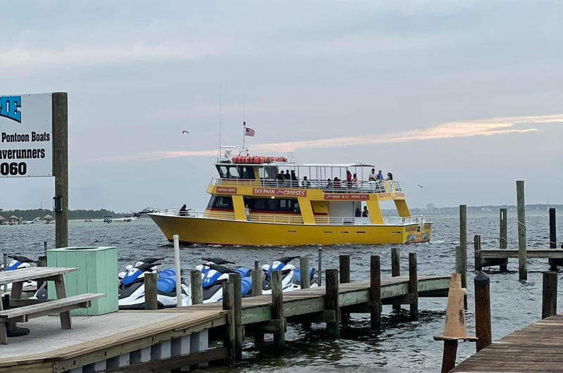 The dolphin cruise boat at Olin Marler Docks in Destin, Florida