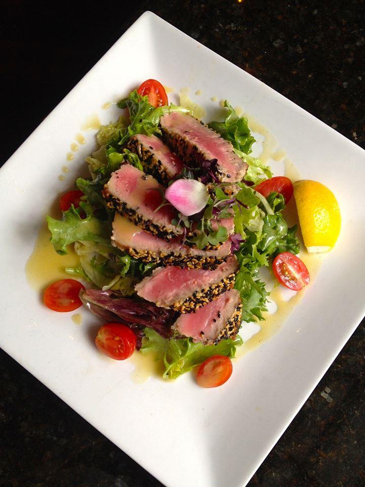 sesameencrusted tuna slices over a bed of lettuce at The Veranda restaurant in Fort Myers, FL